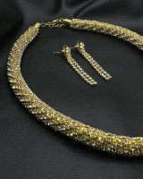 SET Gold Crystal Choker & Earrings
