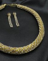 SET Gold Crystal Choker & Earrings