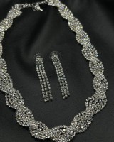 SET Silver Crystal Wave Necklace & Earrings