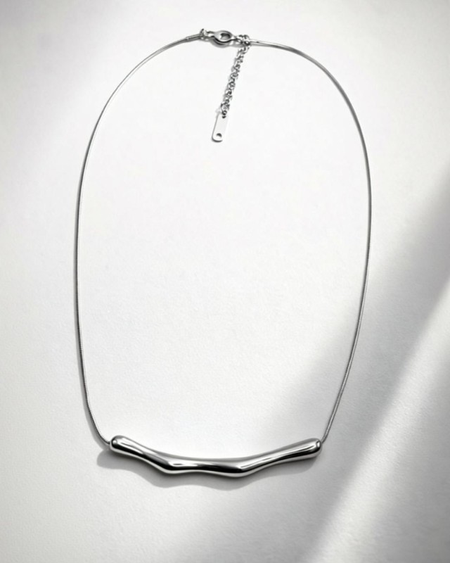 Silver  Organic Bar Necklace