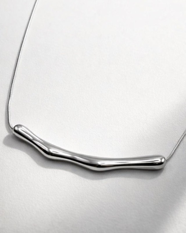 Silver  Organic Bar Necklace