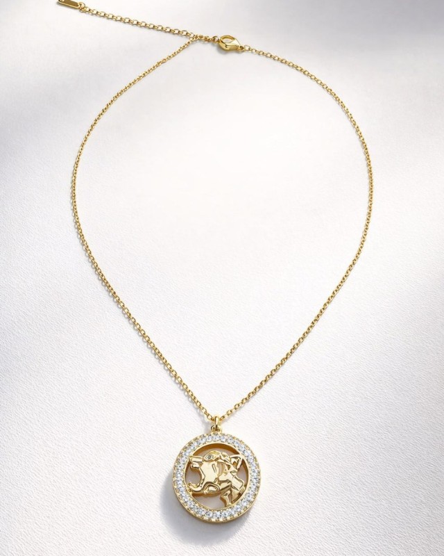 Gold Crystal Panther Necklace