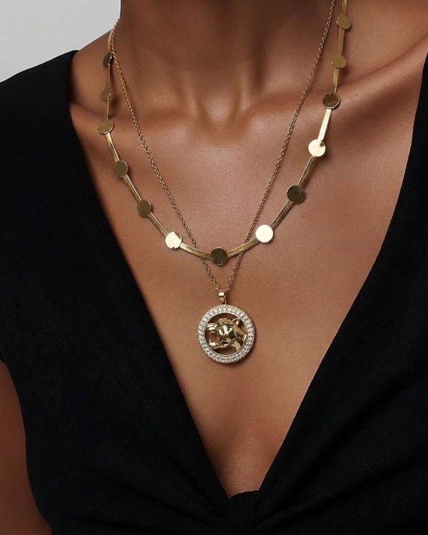 Gold Crystal Panther Necklace