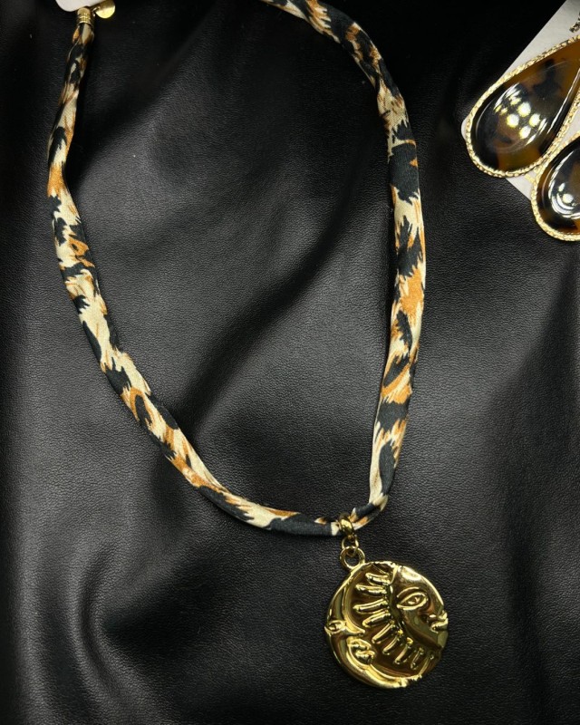 Leopard Silk Sun Necklace
