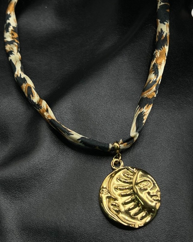 Leopard Silk Sun Necklace