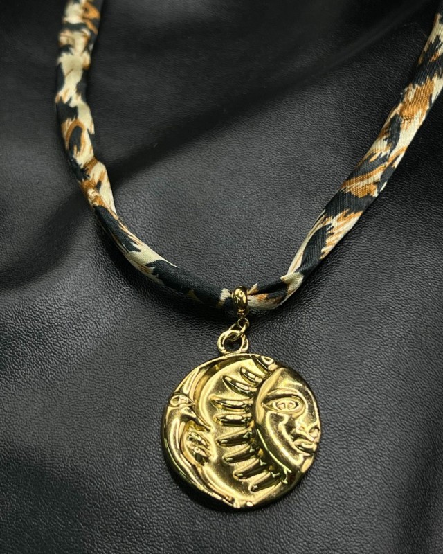 Leopard Silk Sun Necklace