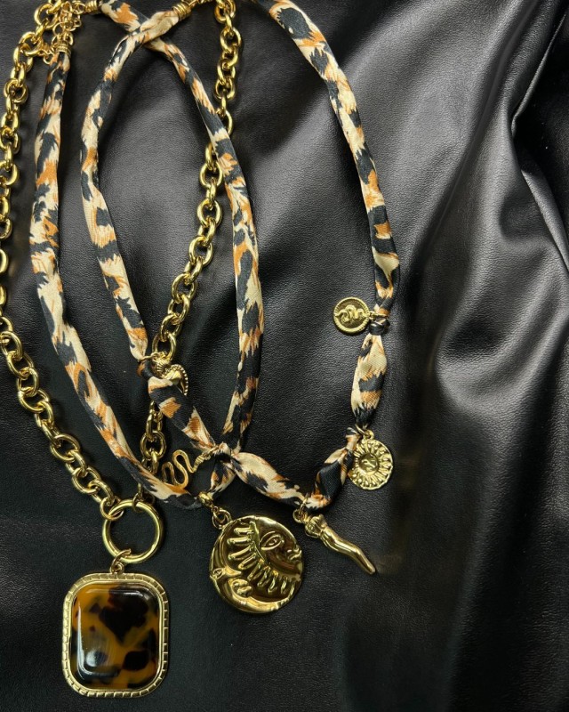 Leopard Silk Sun Necklace