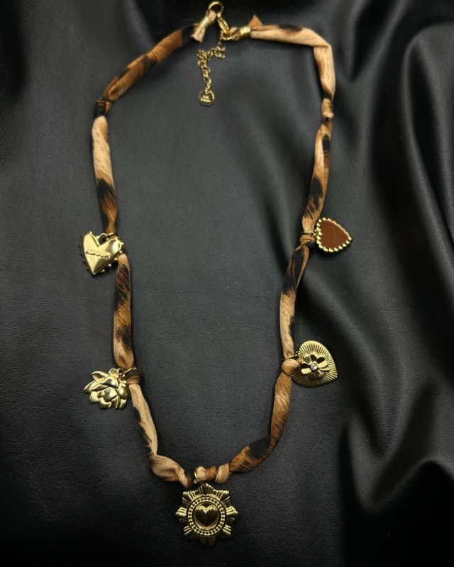 Leopard Heart & Flower Necklace