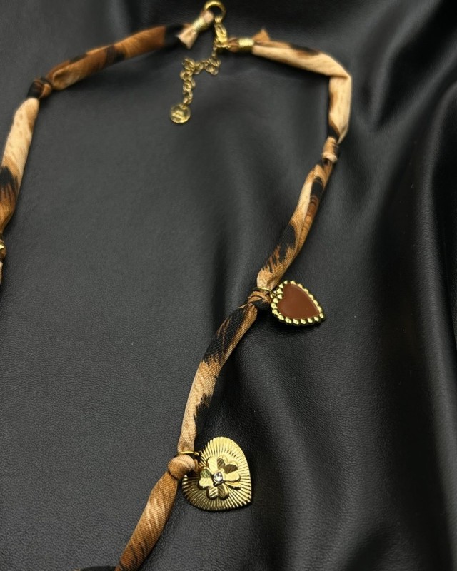 Leopard Heart & Flower Necklace