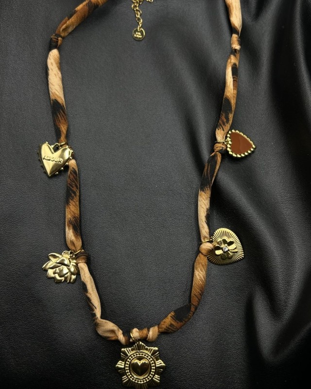 Leopard Heart & Flower Necklace