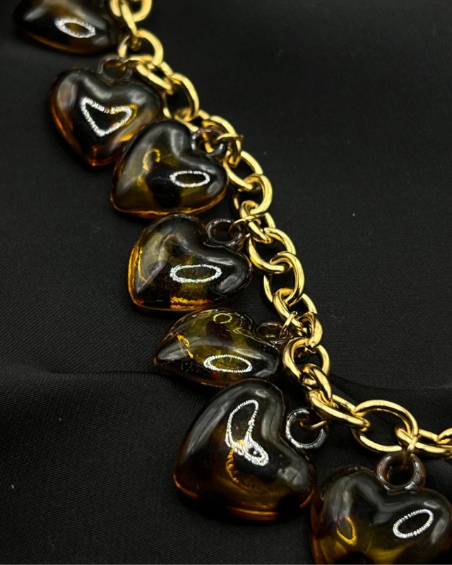 Vintage Amber Hearts Necklace