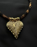 Leopard Crystal Heart Necklace