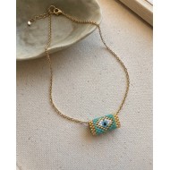 Cylinder Evil Eye Necklace turquoise 