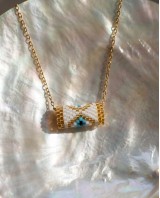 Cylinder Evil Eye Necklace white