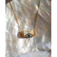 Cylinder Evil Eye Necklace white