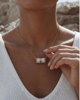 Cylinder Evil Eye Necklace white