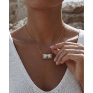 Cylinder Evil Eye Necklace white