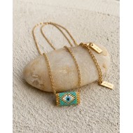 Cylinder Evil Eye Necklace turquoise 