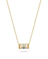 Cylinder Evil Eye Necklace white