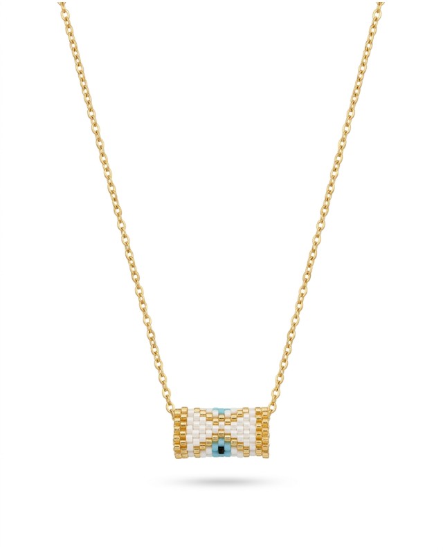 Cylinder Evil Eye Necklace white