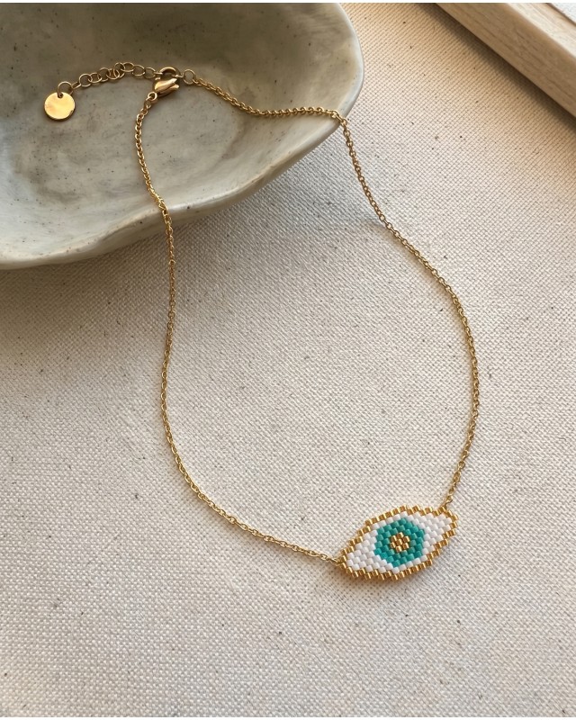 Evil Eye Necklace white