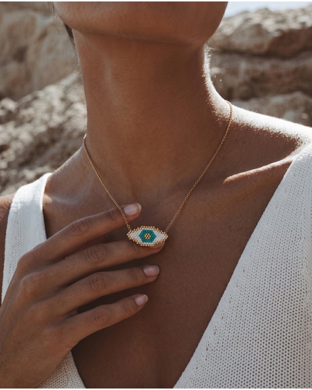 Evil Eye Necklace white