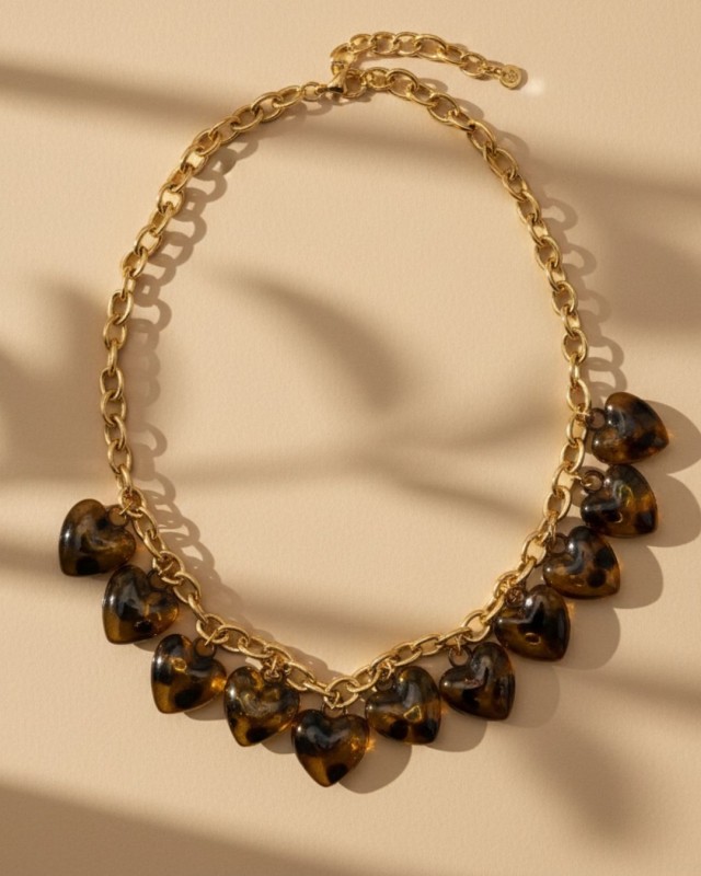 Vintage Amber Hearts Necklace