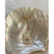 Square Evil Eye Necklace white