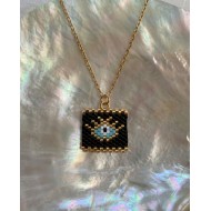 Square Evil Eye Necklace black