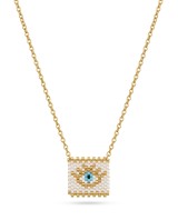 Square Evil Eye Necklace white