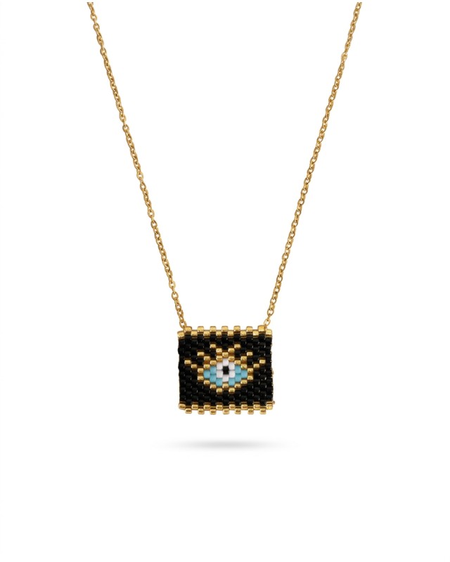Square Evil Eye Necklace black