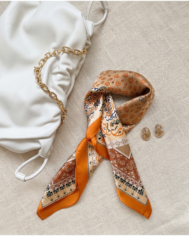 Orange Ethnic Print Scarf