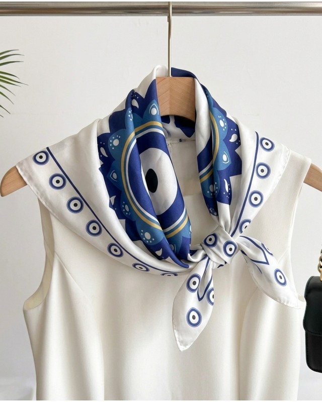 Blue and White Eye Scarf