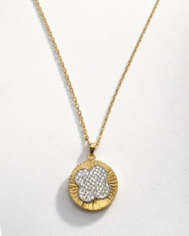 Gold Crystal Clover Necklace
