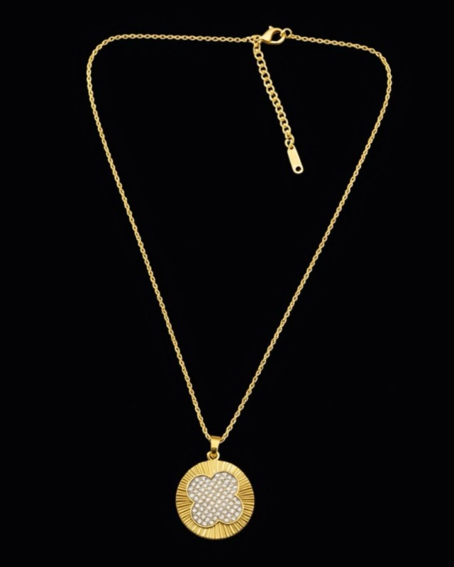 Gold Crystal Clover Necklace