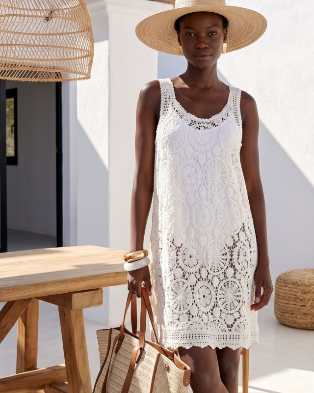 Guipure Lace Dress white